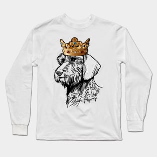 Wirehaired Dachshund Dog King Queen Wearing Crown Long Sleeve T-Shirt